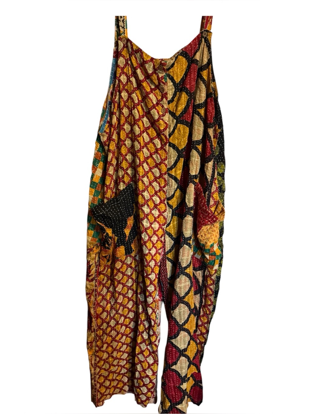 Free size Boho hippie Patchwork Wide-Leg Jumpsuit kantha bae festival overalls
